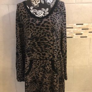 Soma XL Leopard print Lind sleeve dress SOFT